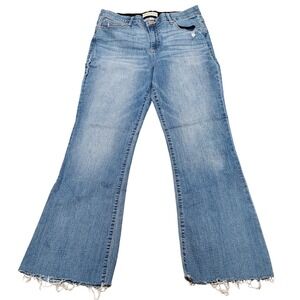 Knox Rose Womens Jeans Size 12 Medium Wash Distressed Flare Cropped Raw Hem